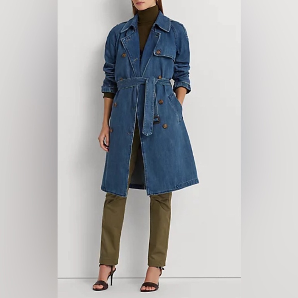 Lauren Ralph Lauren Denim Trench Coat NEW WITHOUT TAGS - Picture 4 of 7
